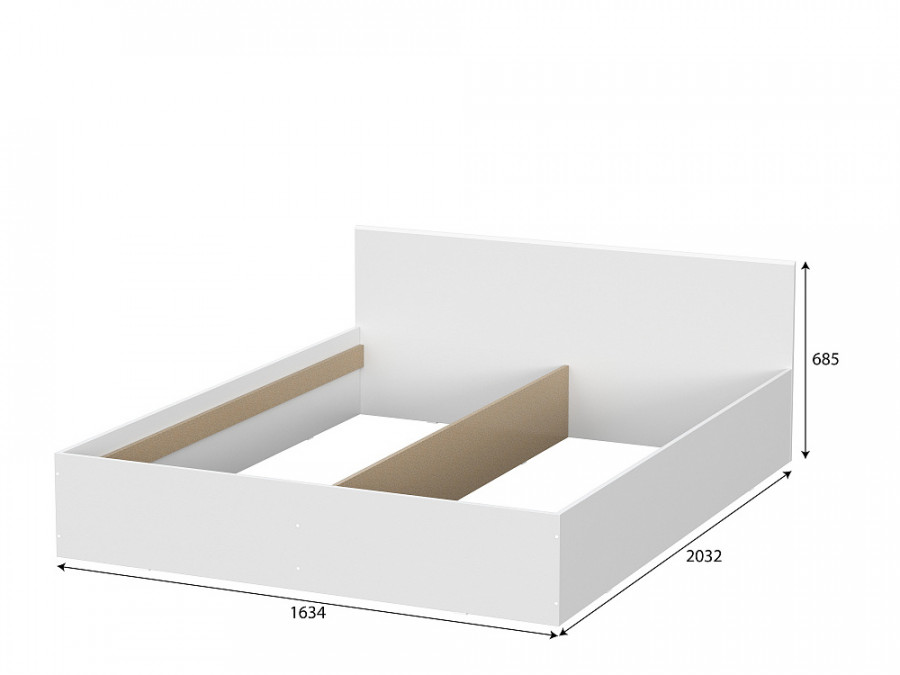 Токио Кровать 1600 (1,6х2,0) Белый текстурный