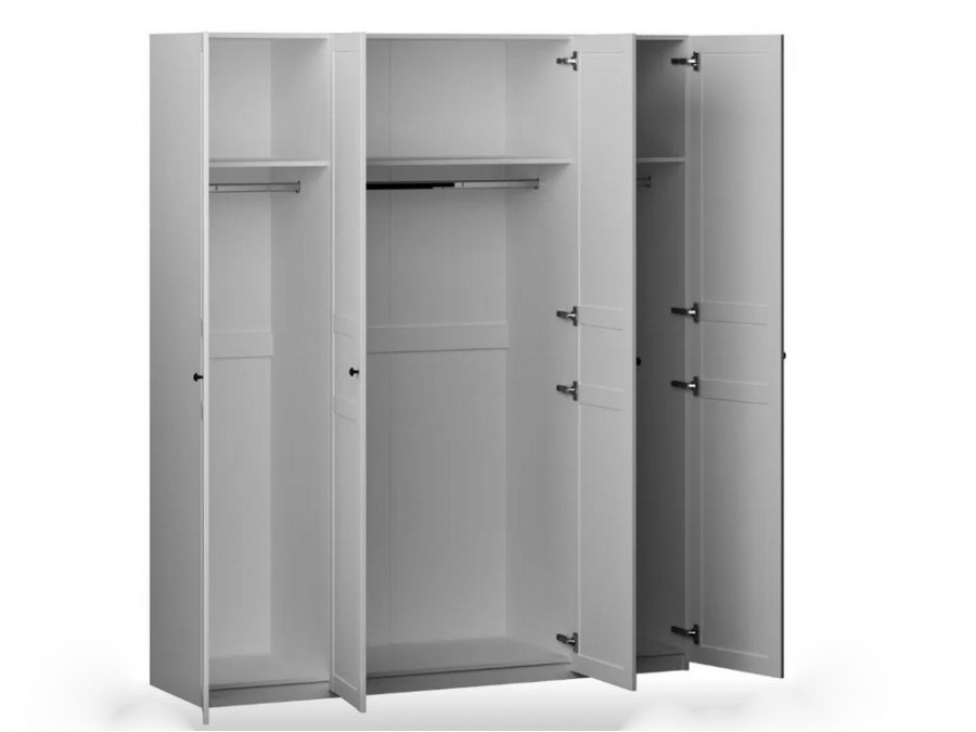 Шкаф 4-х дверный с зеркальными дверями Фрея 1800*500*2200 Белый