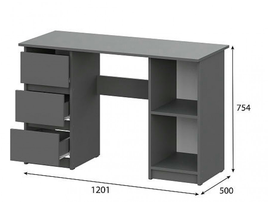 Стол письменный (1,2м) Графит серый