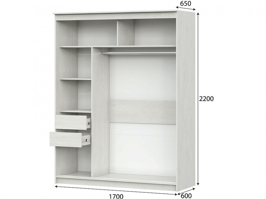 Шкаф-купе №25 (1,7 м) Санторини Светлый