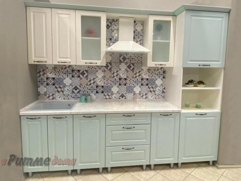 Кухня Мята Крем 2600 классика с карнизом